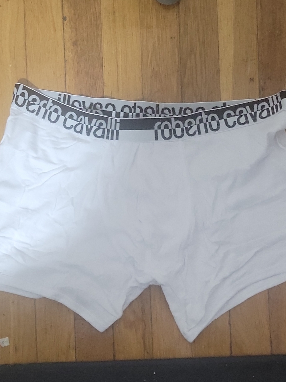 Roberto Cavalli White Boxer Briefs with Gray Branded Waistband